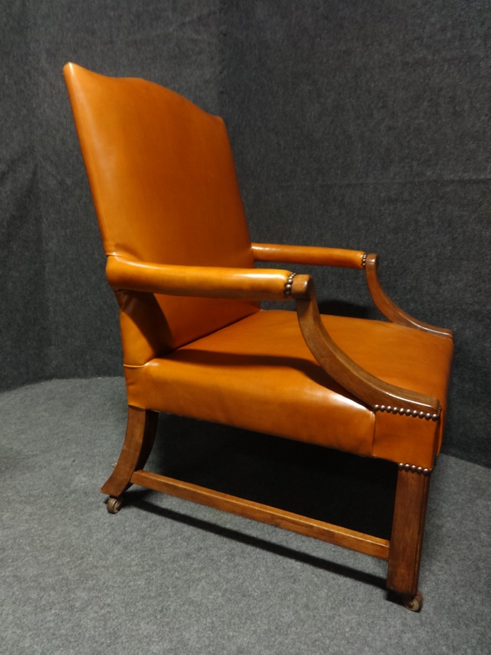 Superb Pair Leather and Mahogany Library Chairs View VI