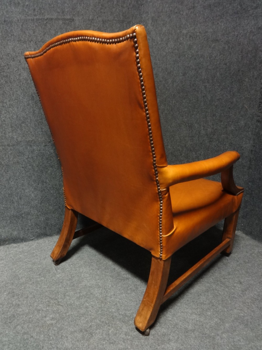 Superb Pair Leather and Mahogany Library Chairs View VII