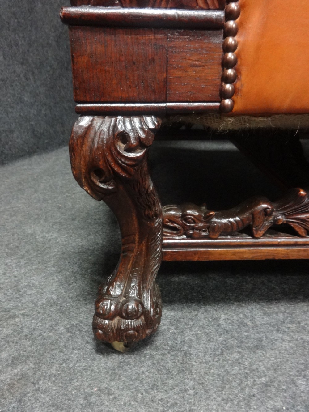 Outstanding Pair Oak and Leather Library Chairs in the manner of Thomas Hope View VII