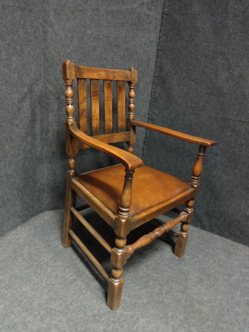 Set Ten Oak and Leather Dining Chairs View II