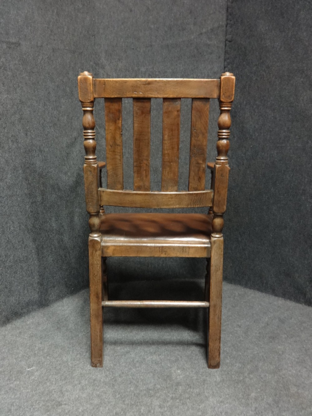 Set Ten Oak and Leather Dining Chairs View III