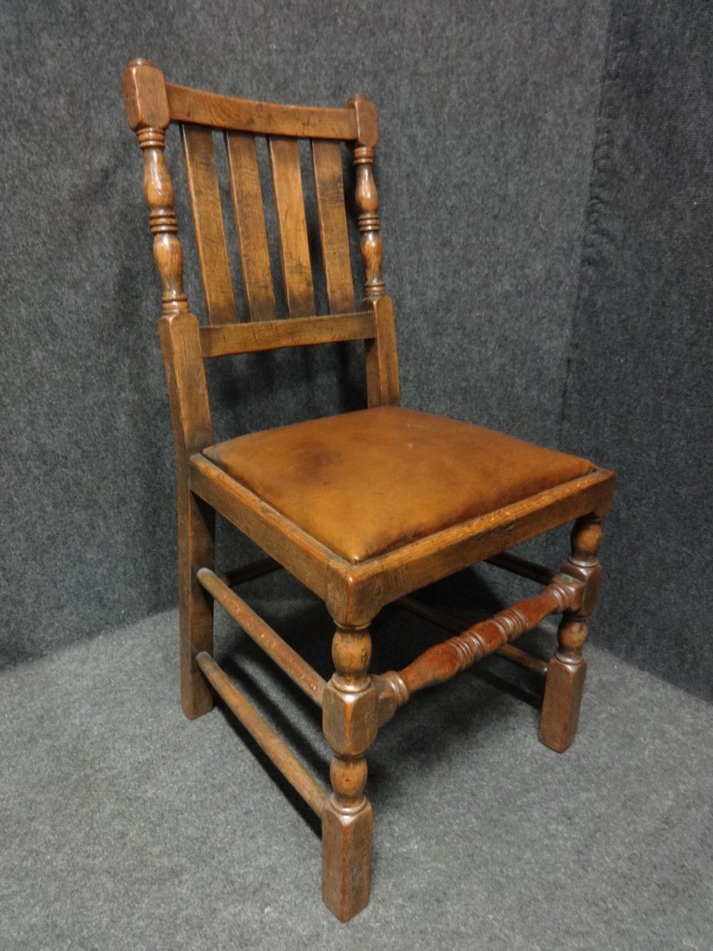 Set Ten Oak and Leather Dining Chairs View VI