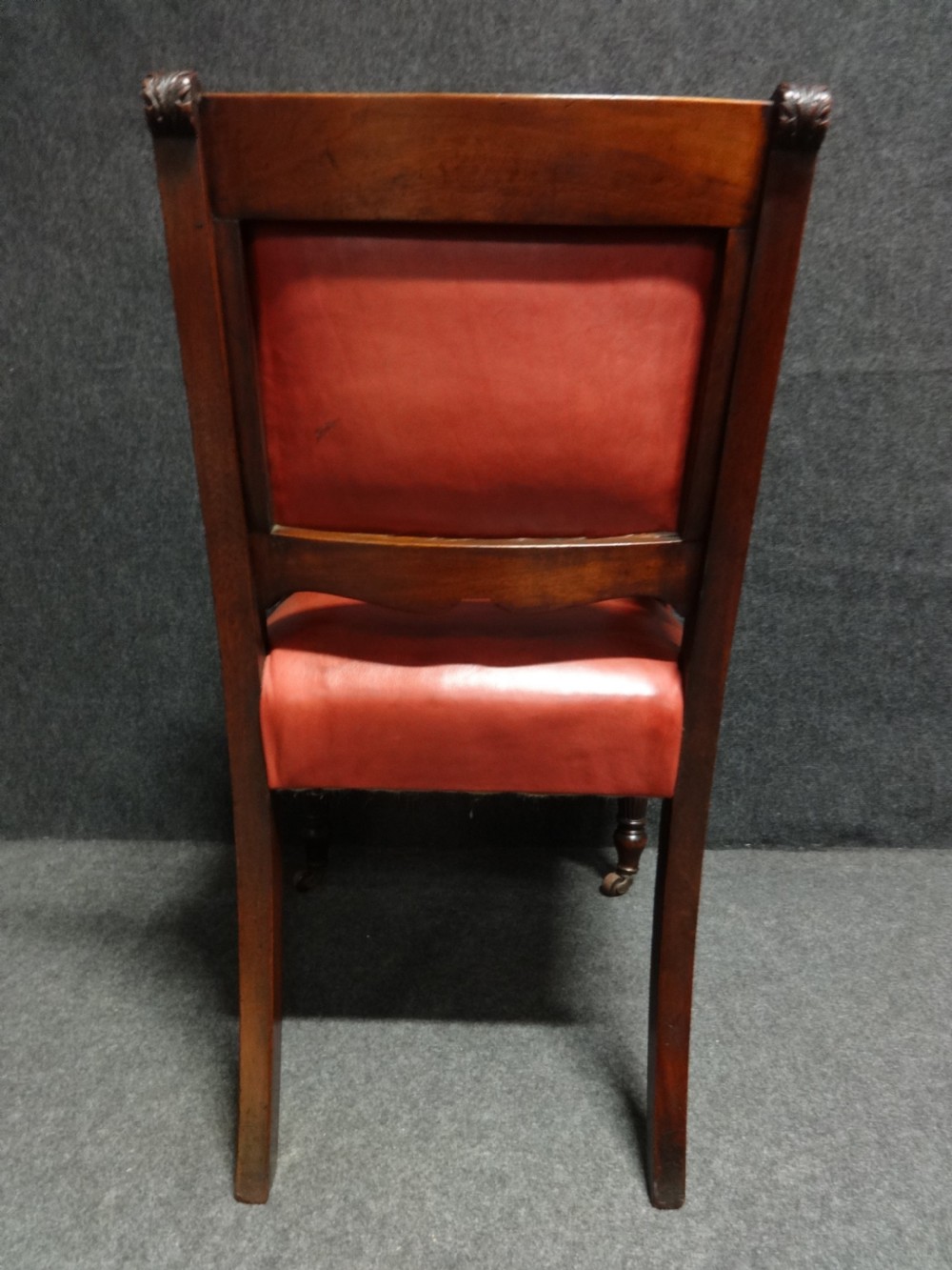 Superb Walnut Desk Chair Covered in Red Hide  View V