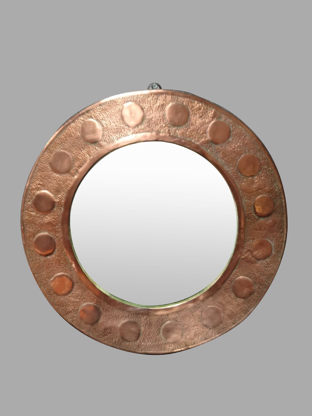 Arts and Crafts Round Copper Mirror