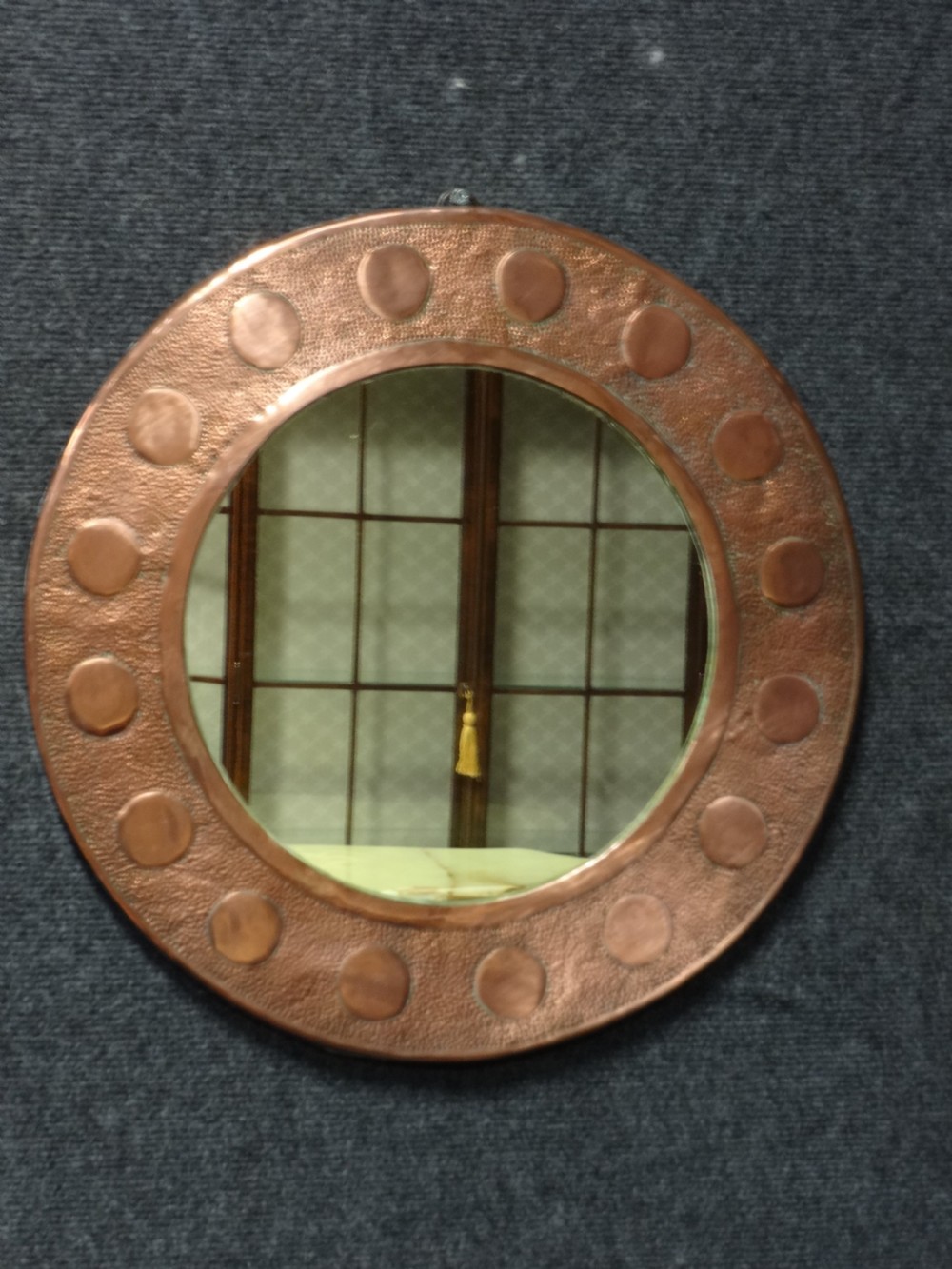 Arts and Crafts Round Copper Mirror View II