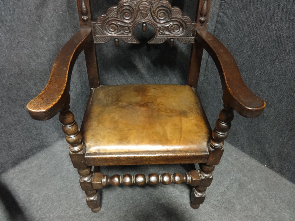 Pair Oak Carver Hall Chairs View III