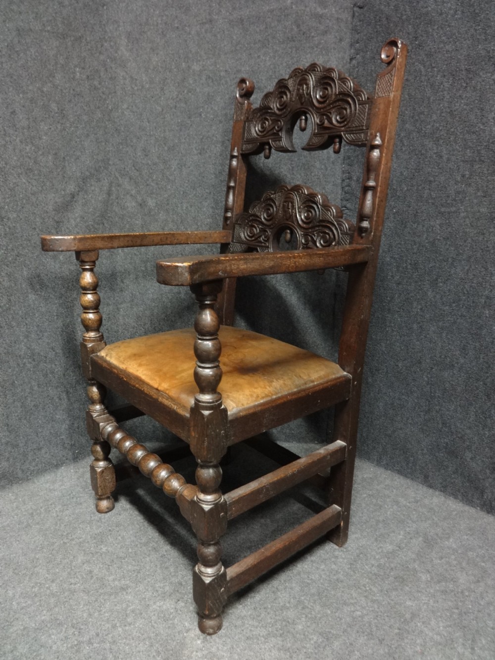 Pair Oak Carver Hall Chairs View IV
