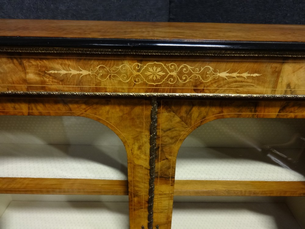 A Good Victorian Inlaid Walnut Two Door Pier Bookcase View III