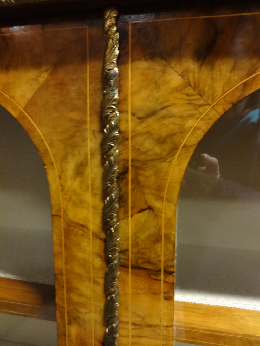 A Good Victorian Inlaid Walnut Two Door Pier Bookcase View XII