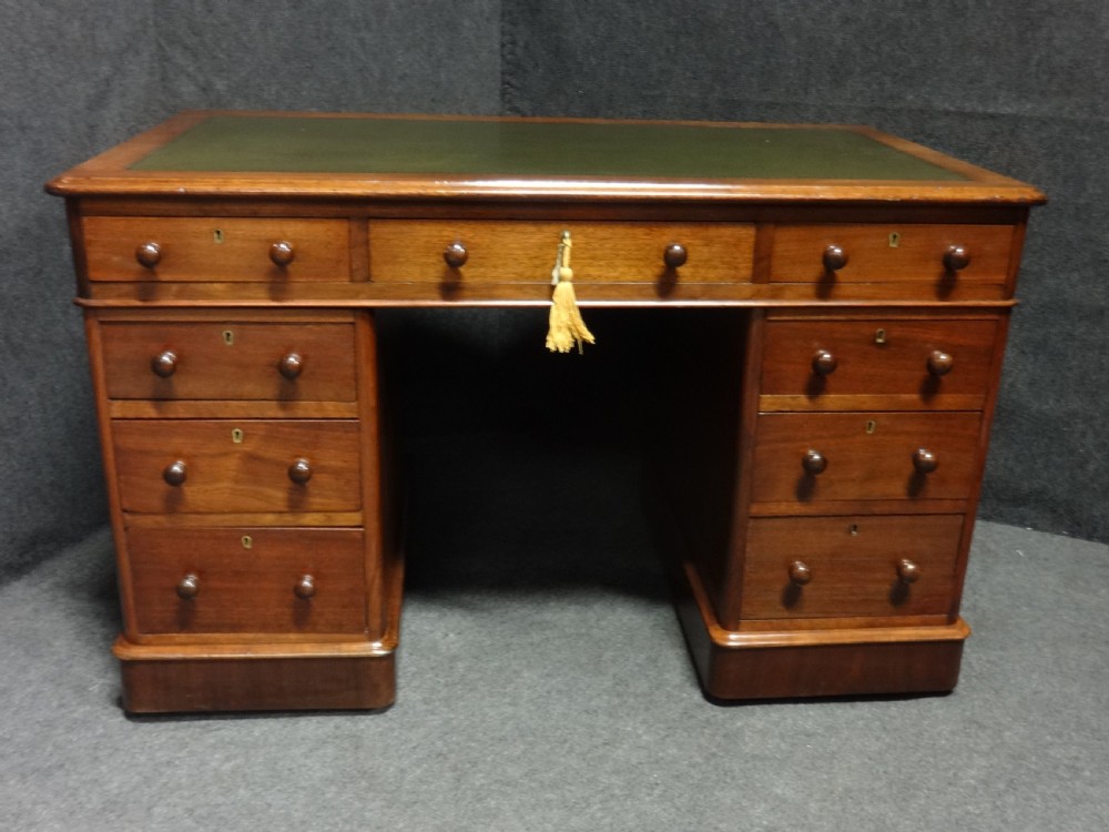 Superb Victorian  Nine Drawer Mahogany Pedestal Desk View II