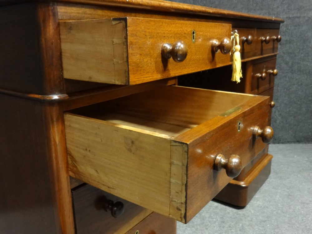 Superb Victorian  Nine Drawer Mahogany Pedestal Desk View V