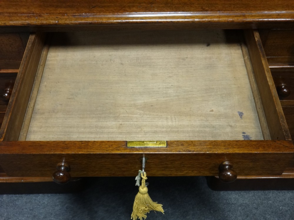 Superb Victorian  Nine Drawer Mahogany Pedestal Desk View IX