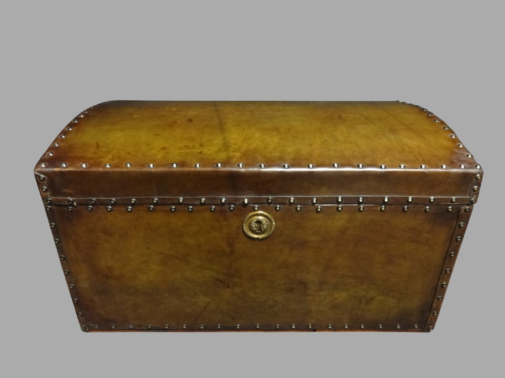 Leather Covered Victorian Domed Trunk