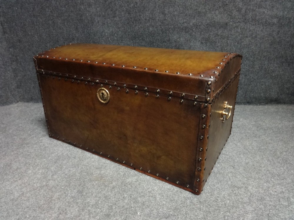 Leather Covered Victorian Domed Trunk View II