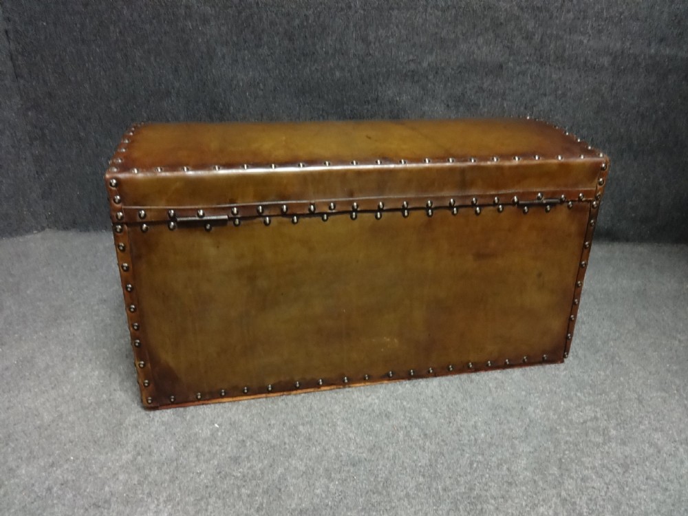 Leather Covered Victorian Domed Trunk View IV