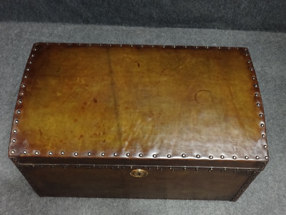 Leather Covered Victorian Domed Trunk View V