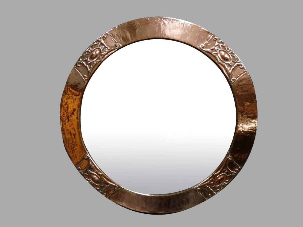 Large Arts and Crafts Copper Mirror
