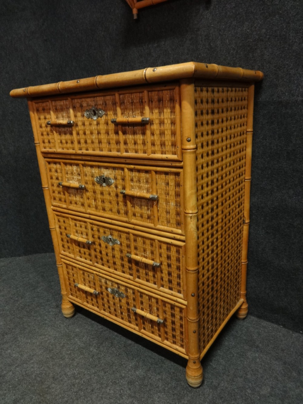 Very good Bamboo Chest of Drawers with Matching Mirror View IV