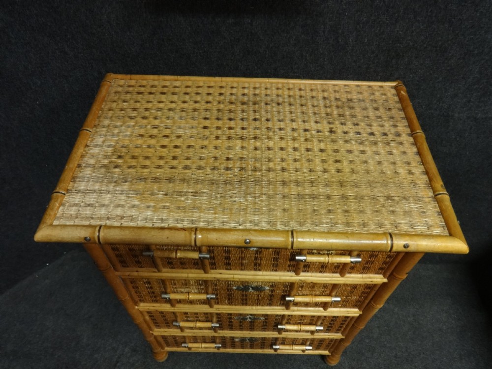 Very good Bamboo Chest of Drawers with Matching Mirror View VI
