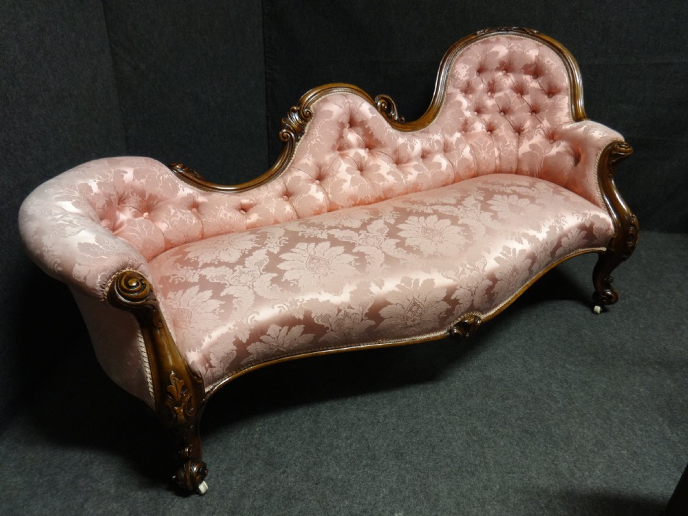 Beautiful Victorian Mahogany Chaise Settee View IX
