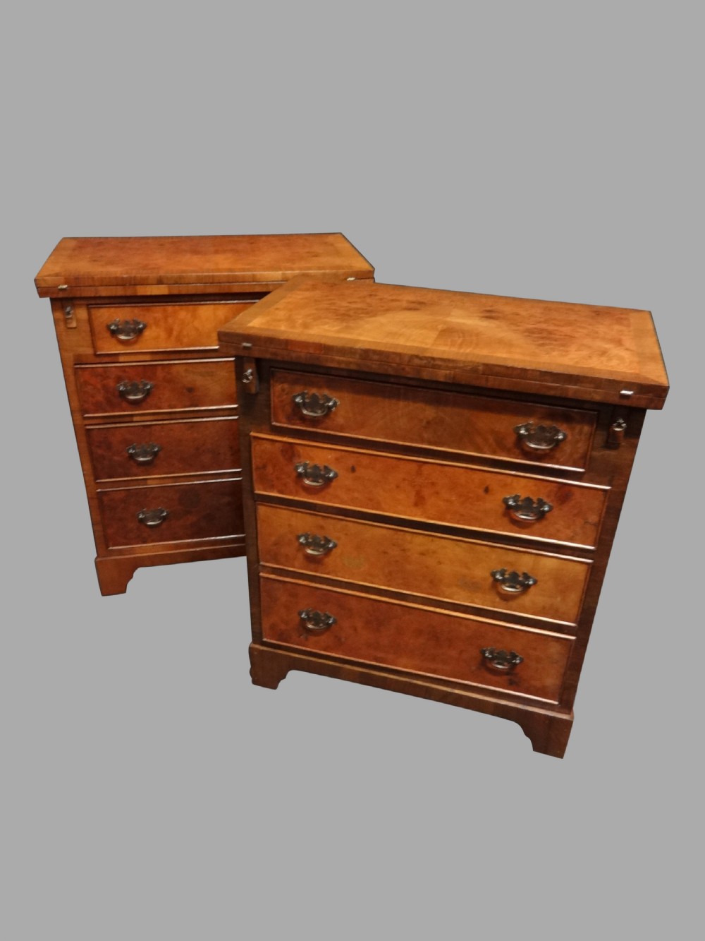 Pair Burr Walnut Batchelors Chests of Drawers