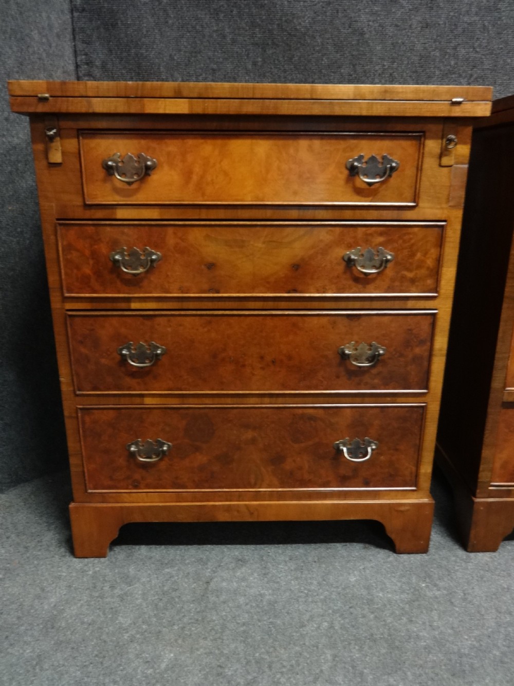 Pair Burr Walnut Batchelors Chests of Drawers View III