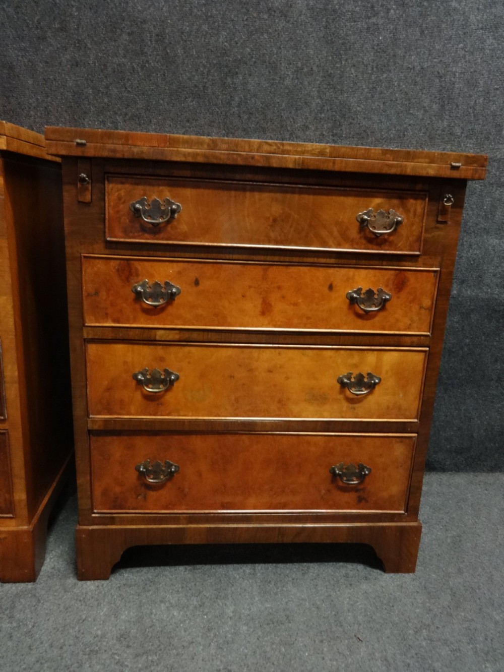 Pair Burr Walnut Batchelors Chests of Drawers View IV