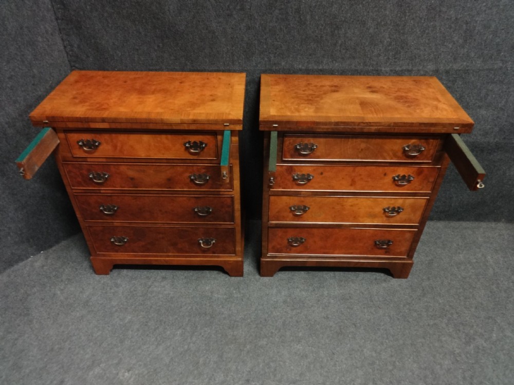 Pair Burr Walnut Batchelors Chests of Drawers View V