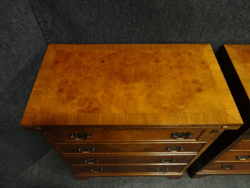 Pair Burr Walnut Batchelors Chests of Drawers View VII