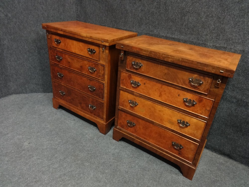 Pair Burr Walnut Batchelors Chests of Drawers View IX