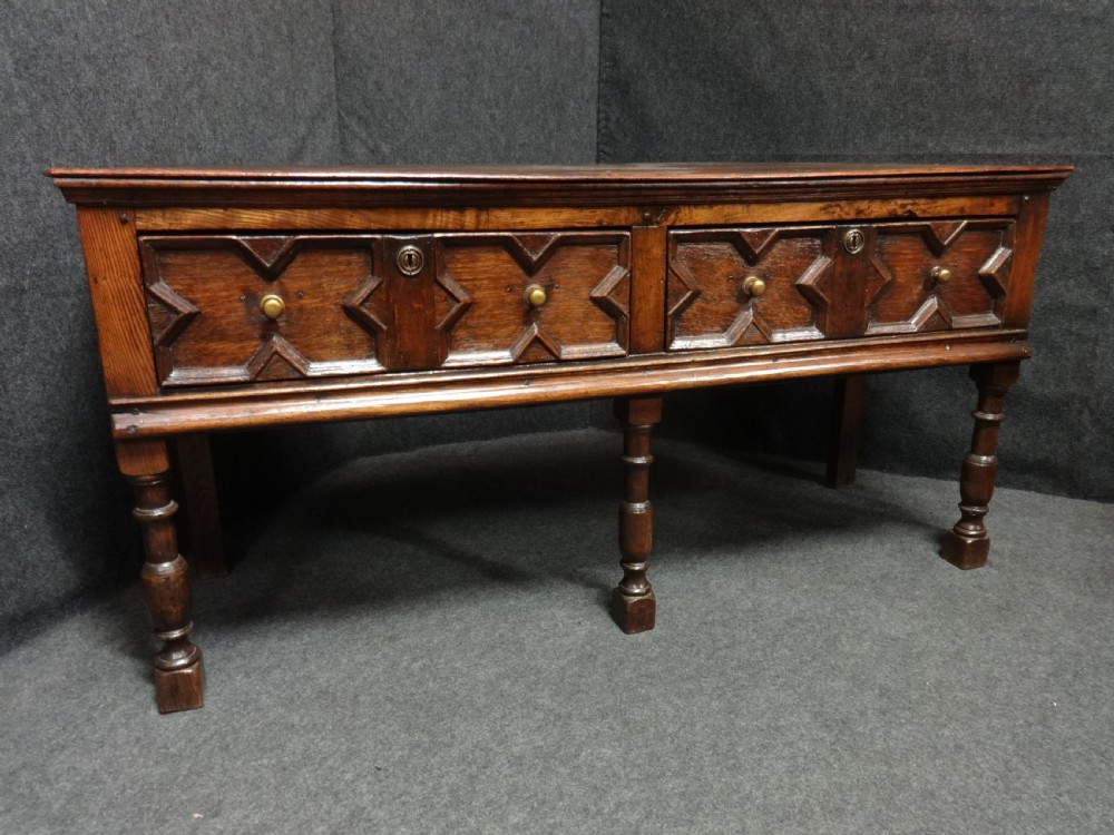 Very Good Early  C17th Oak and Elm Dresser Base View II