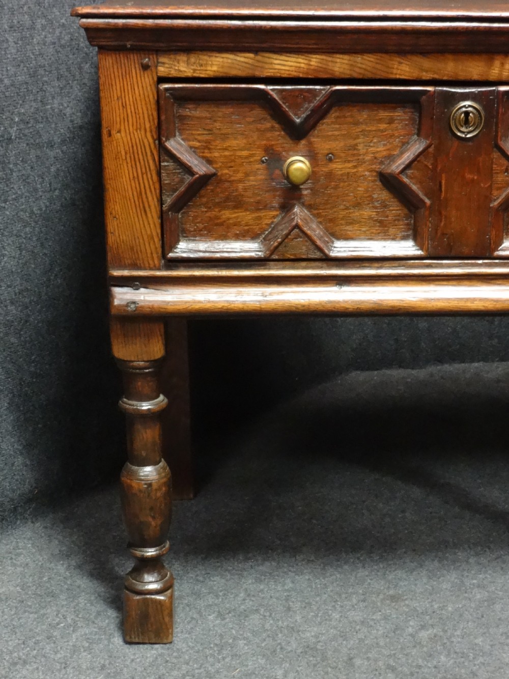 Very Good Early  C17th Oak and Elm Dresser Base View IV