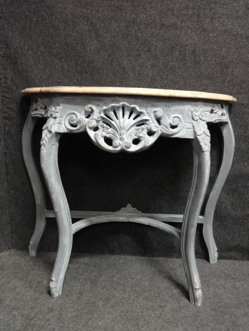 Pair Painted Console Table with Marble Tops View III