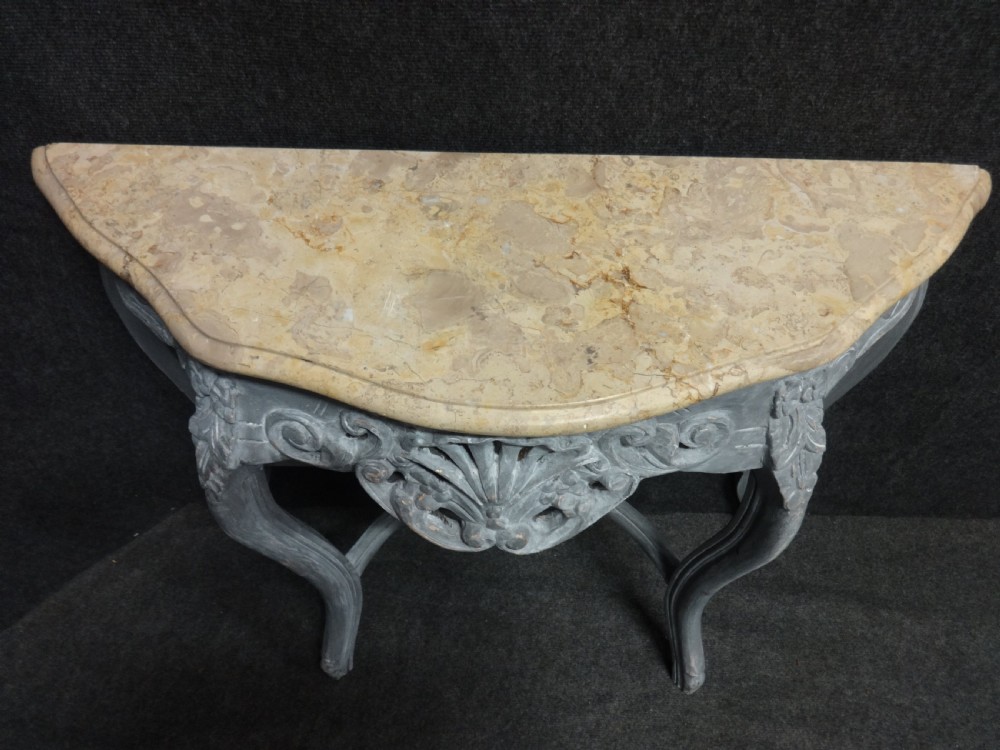 Pair Painted Console Table with Marble Tops View VI