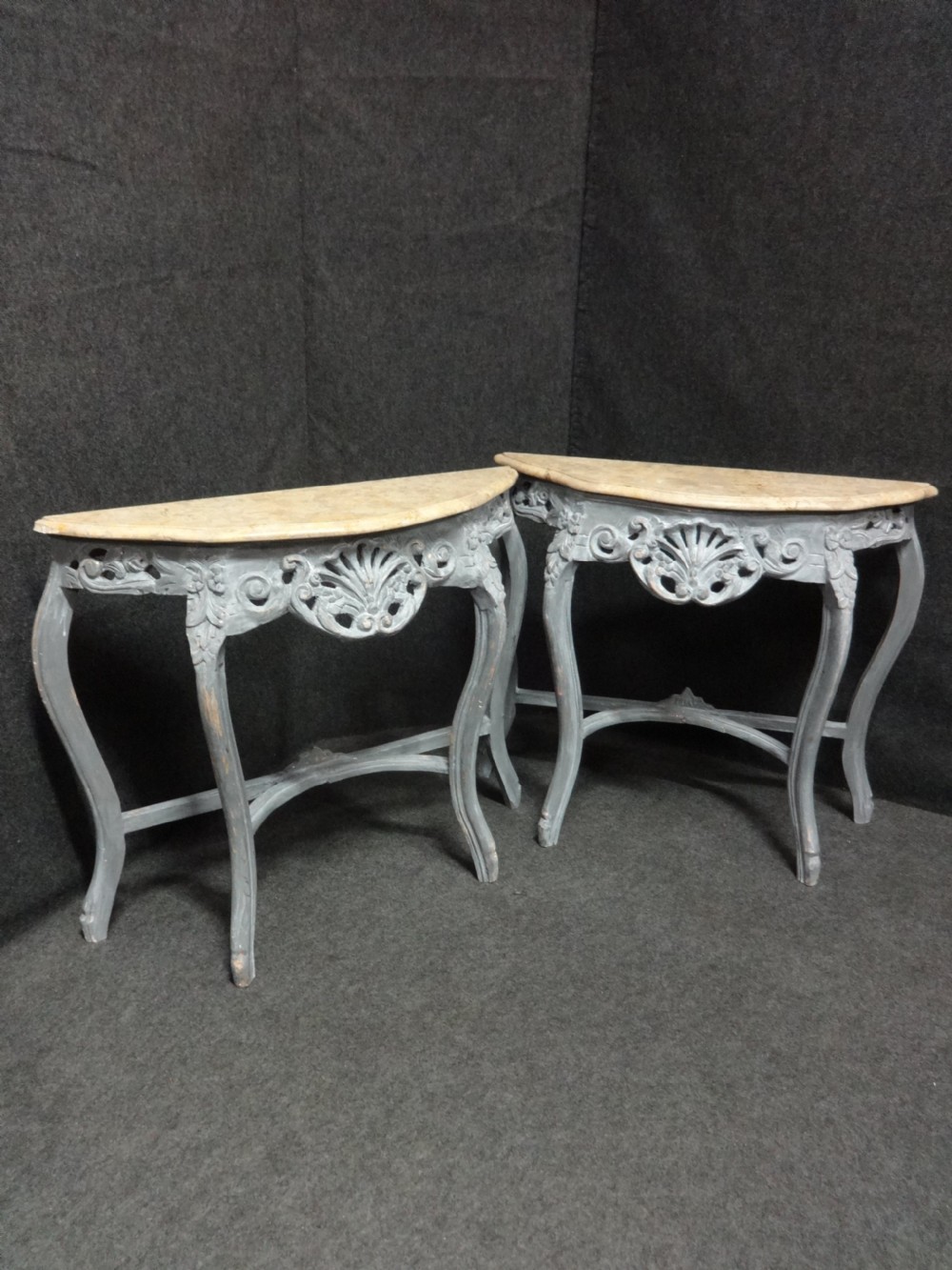 Pair Painted Console Table with Marble Tops View VII