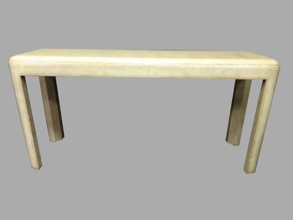 Rare Art Deco Velum and Gilt Tooled Console Table