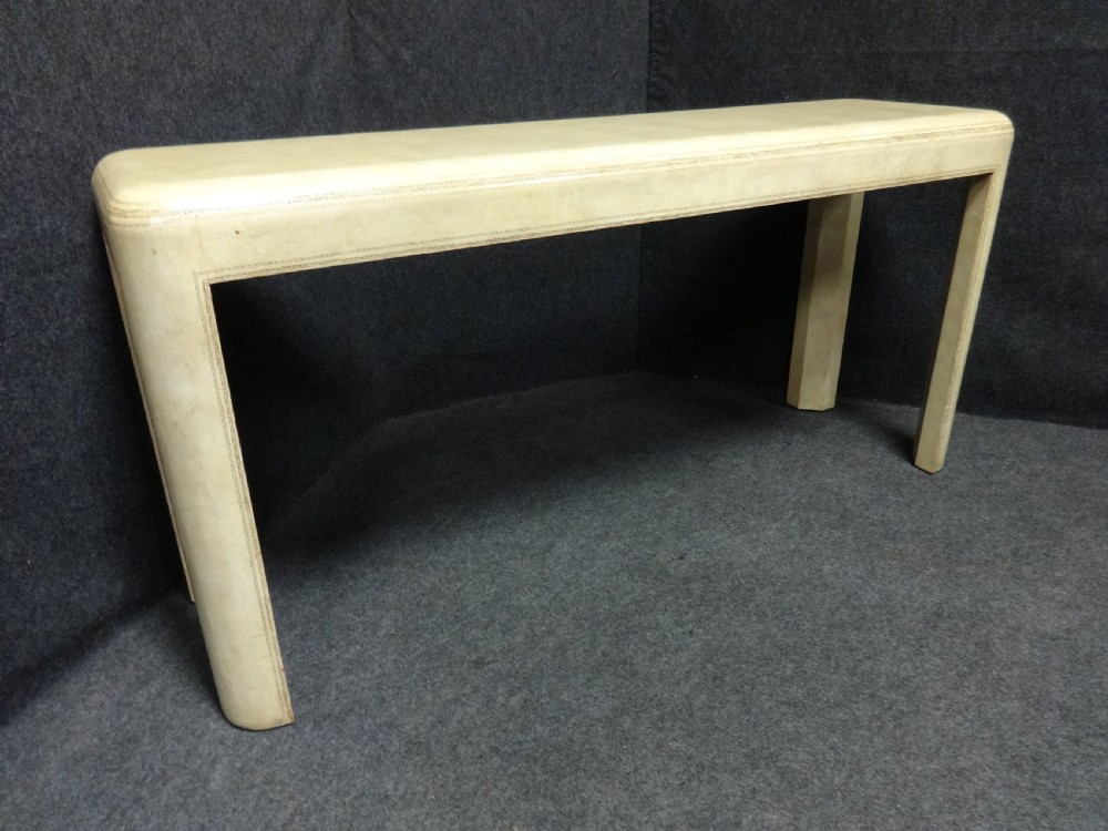 Rare Art Deco Velum and Gilt Tooled Console Table View II