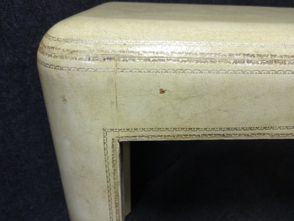 Rare Art Deco Velum and Gilt Tooled Console Table View IV