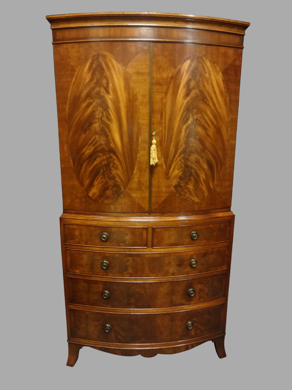 Edwardian Mahogany Linen Press of Small Proportions