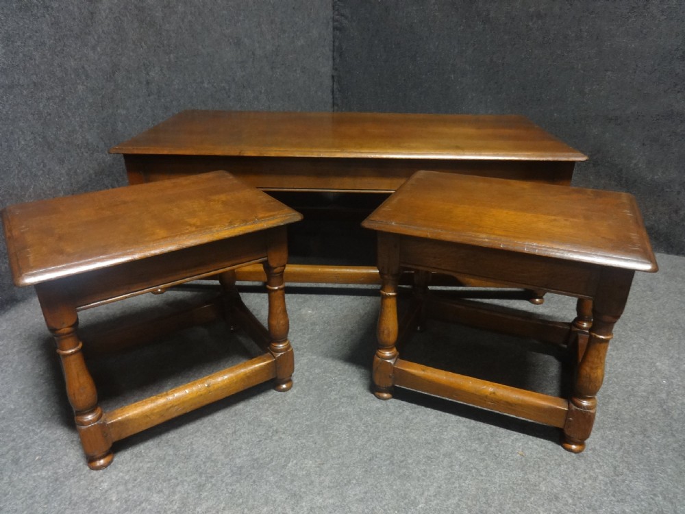 An excellent quality Oak Nest of Coffee Tables View V