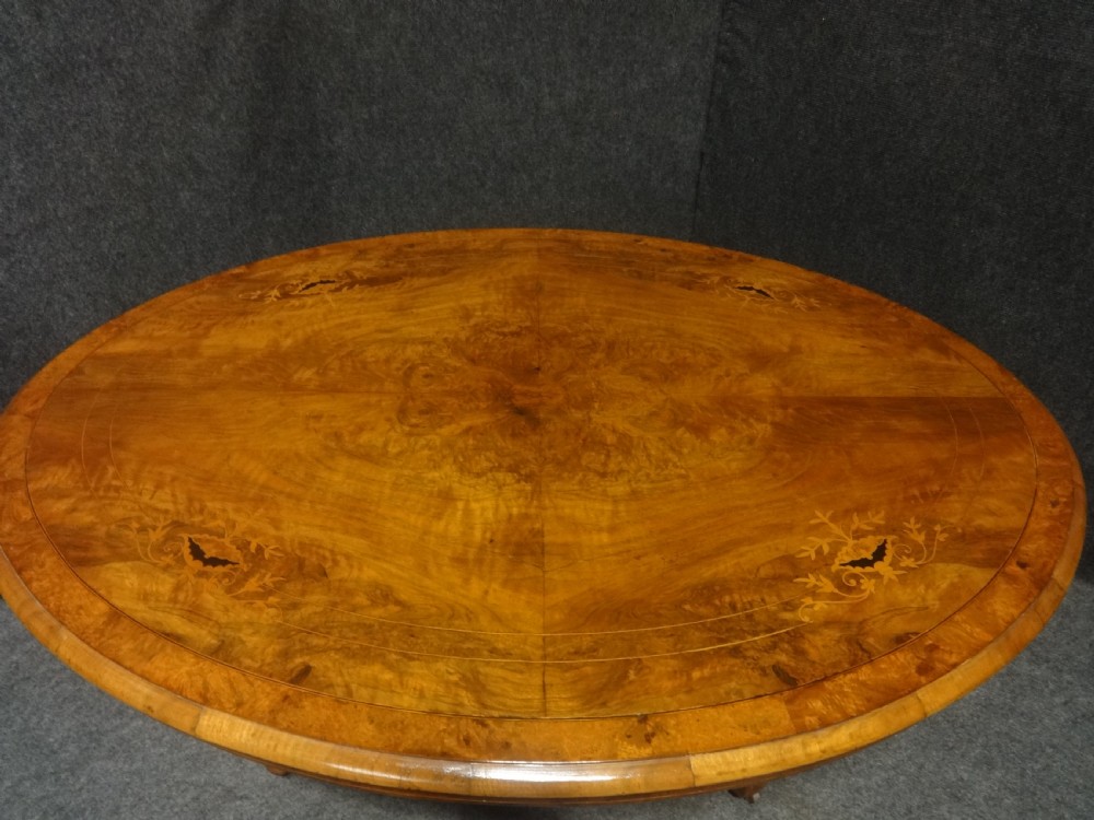 Victorian Burr Walnut Inlaid Coffee Table View II