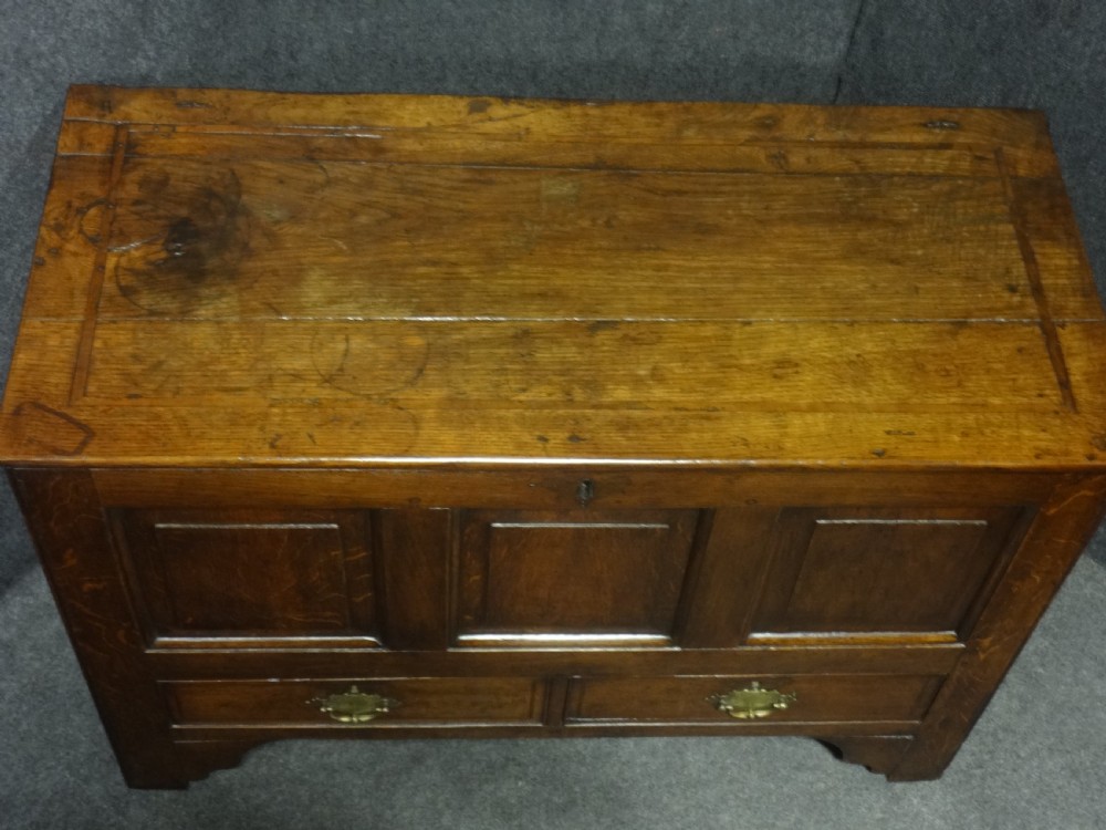 C17th Inlaid Oak Mule Chest Coffer of Small Proportions View II