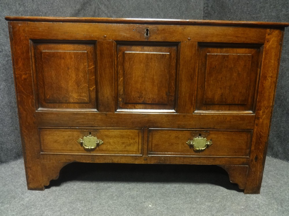 C17th Inlaid Oak Mule Chest Coffer of Small Proportions View III