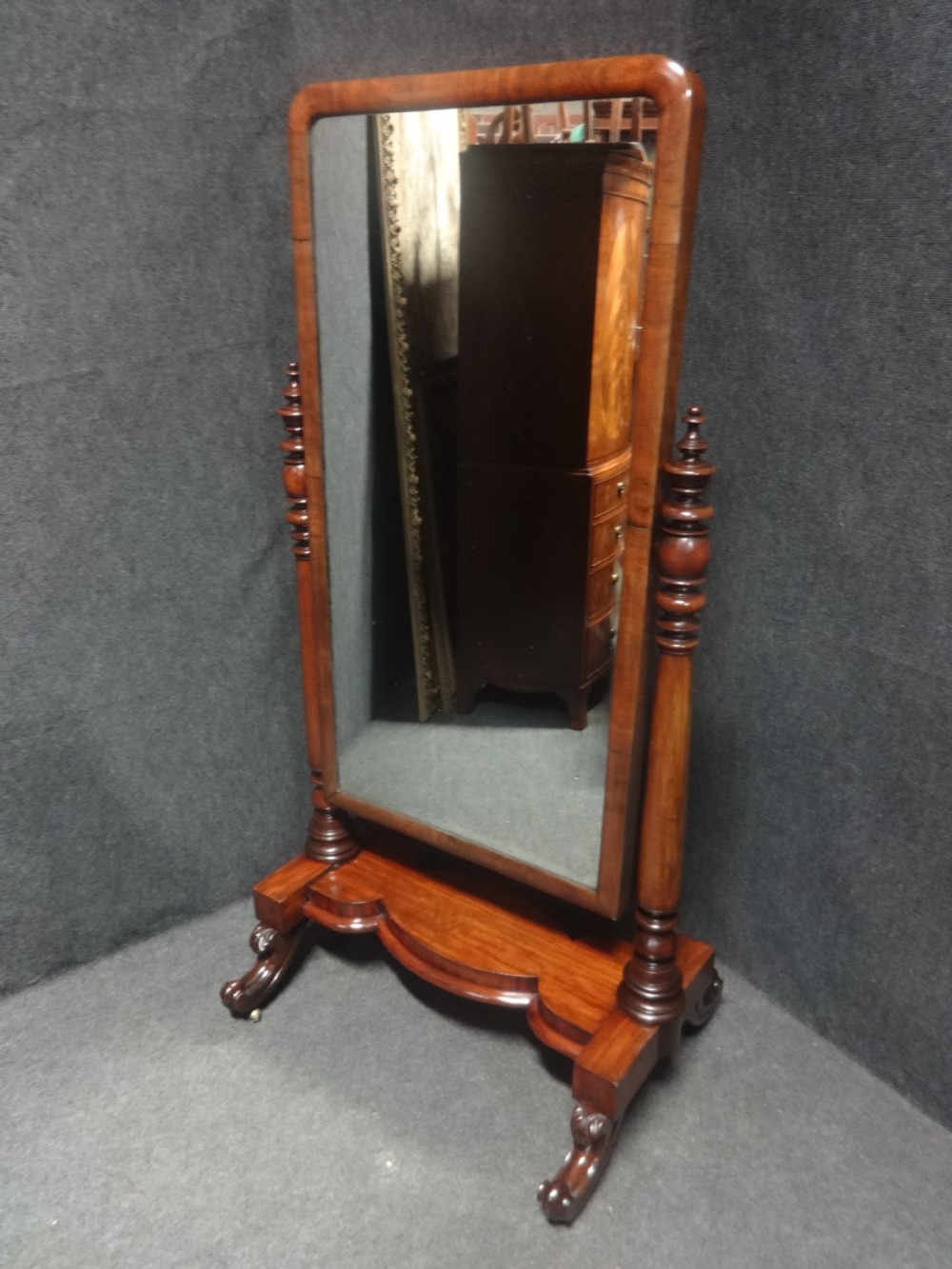 Very Good Victorian Mahogany Cheval Mirror View II