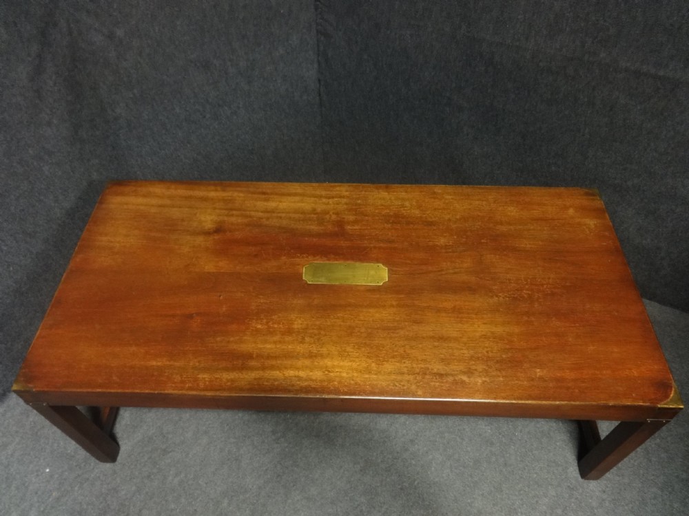 Very Good Mahogany Campaign Coffee Table View II