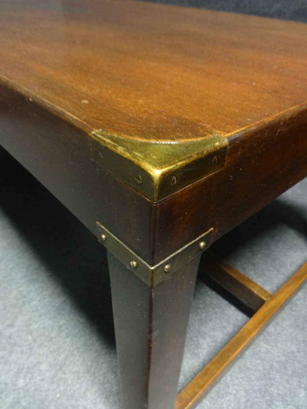 Very Good Mahogany Campaign Coffee Table View IV
