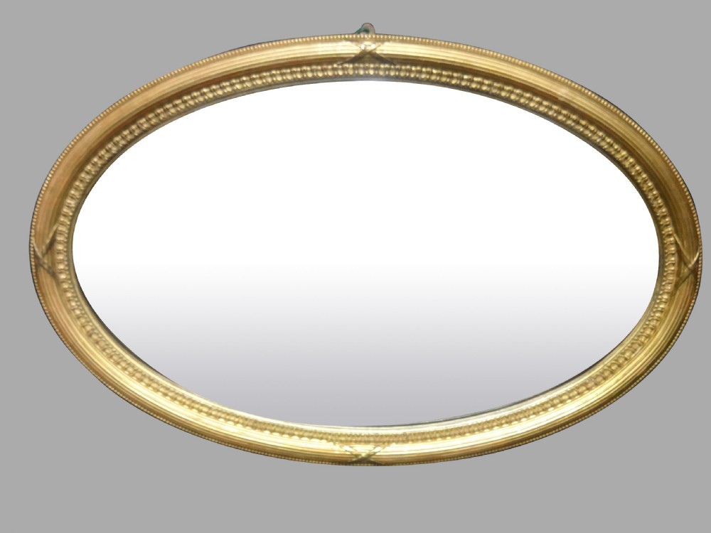 Beautiful Edwardian Gilt Oval Mirror View II