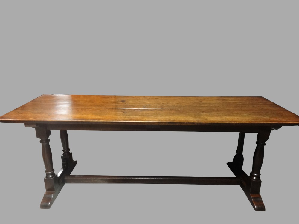 Top Quality 7ft Victorian Oak Trestle Refrectory Table