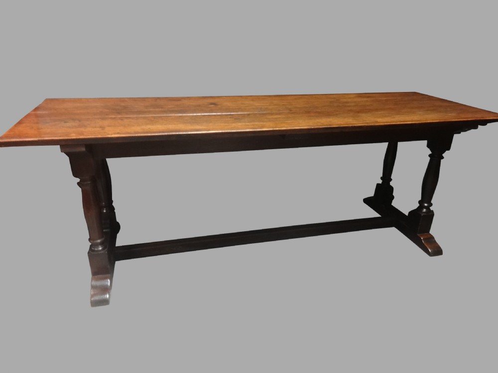 Top Quality 7ft Victorian Oak Trestle Refrectory Table View IV