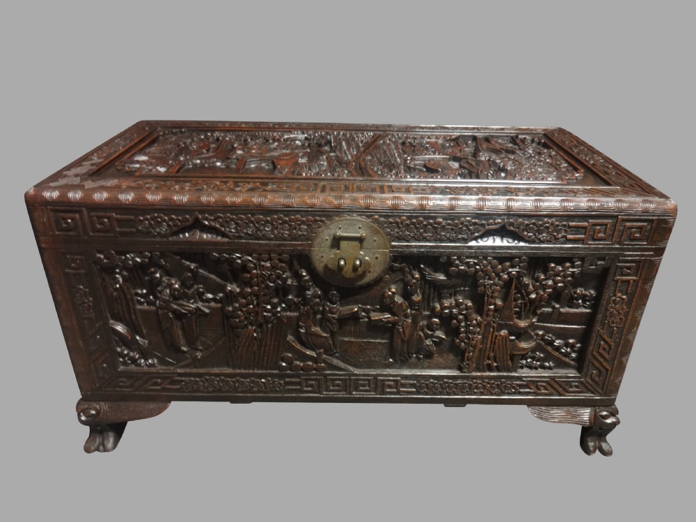 Very Good Oriental Camphor wood  Chest of Small Proportions